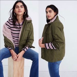 Madewell Sherpa Trimmed Surplus Jacket Pink Sherpa